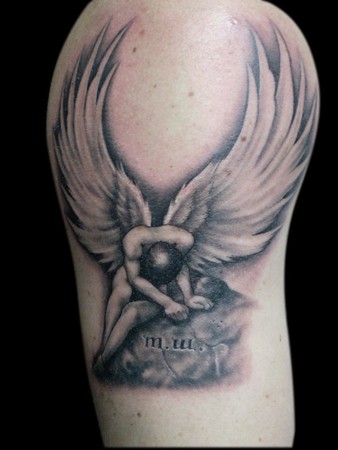 Some people have a fallen angel tattoo to depict their bad streak 