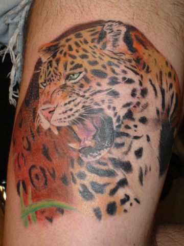 Comments: Really fun jaguar piece on an upper thigh.