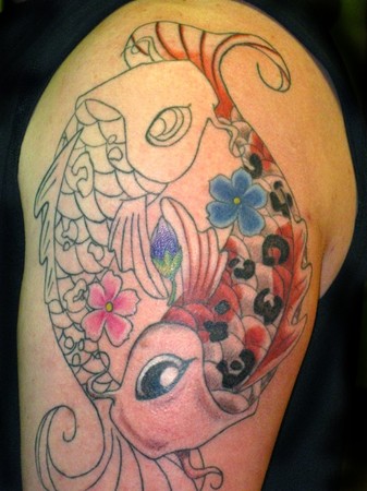 Looking for unique Tattoos Koi Fish and Flowers