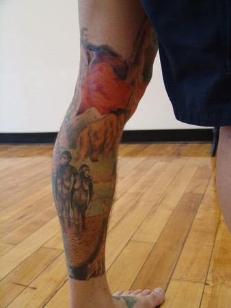 Tattoos Massachusetts Evolution of Man Leg Sleeve progress