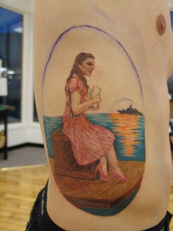 Sailor's Girl Portrait Tattoo in Progress