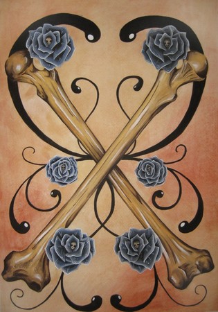 Femur Crossbones and Filigree. Comments: This is a tattoo inspired 