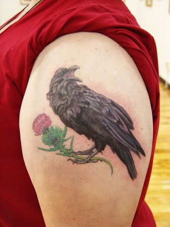 Tattoos. Tattoos Realistic. Thistle and Raven