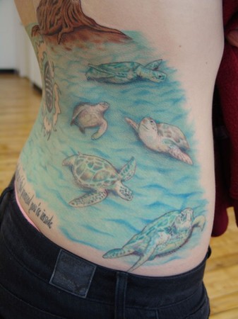 Blaze Schwaller - Realistic sea turtles tattoo