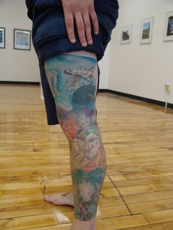 More progress on the Evolution of Man leg sleeve leg sleeve tattoos for men