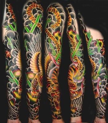 Tattoos Massachusetts Tiger Sleeve Tattoo click to view large image
