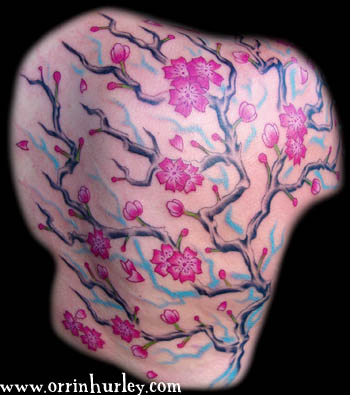 cherry blossom tree tattoo side. cherry tree ranch tattoo.
