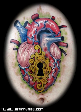 heart locket tattoo. Anatomical Heart Locket