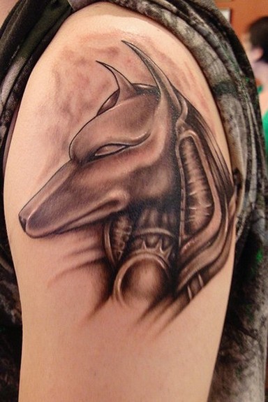 Looking for unique Tattoos? Black and gray Anubis Tattoo