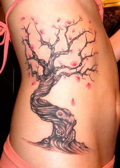 cherry tree tattoos designs. Cherry blossom tree tattoo