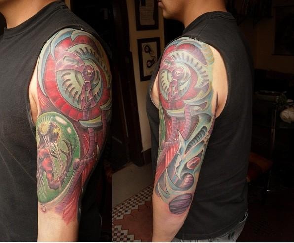 Looking for unique HalfSleeve tattoos Tattoos Biomechanical custom tattoo