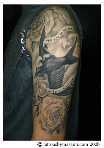 swallow roses by masami tattoosbymasamicom Gemini Tattoo 13629 