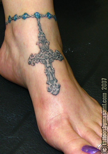 small cross tattoo tattoo of rosary