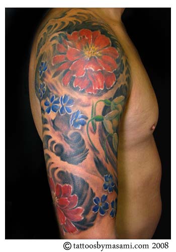 flowers waterby masami tattoosbymasamicom Gemini Tattoo 13629 