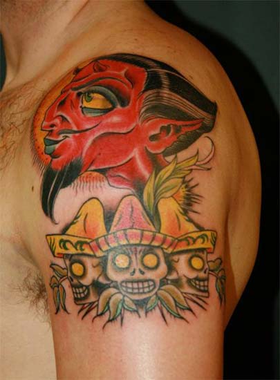 red devil tattoo. cartoon devil tattoos. cartoon