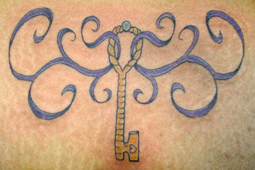 Hellkey Ribbon and Key Tattoo