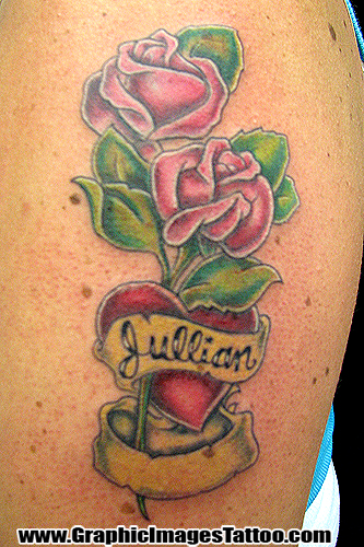 Hellkey - Roses and Banner. Tattoos