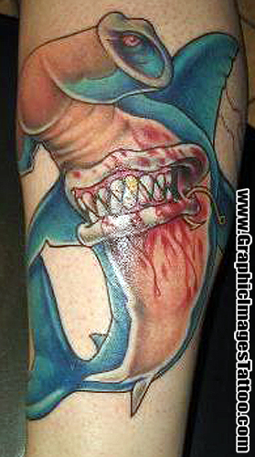 Kris Thomas aka Shylock Von Tooth - Hammerhead Shark. Tattoos