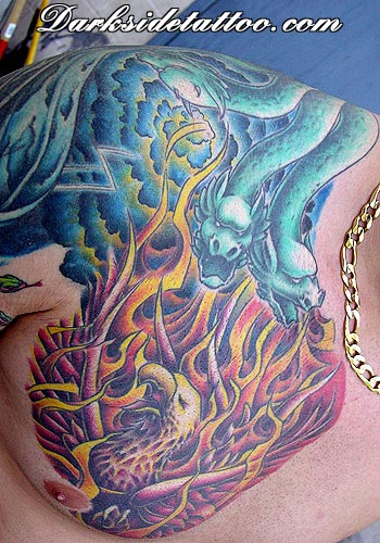 Sean Ohara Phoenix and Hydra Dragon Tattoos