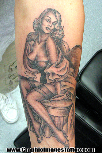 pin up girl tattoo. Tattoos. Pin Up Tattoos