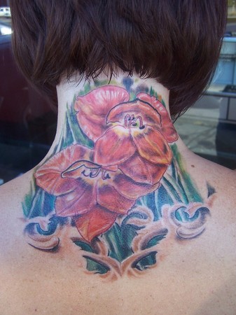 pictures of flower tattoos. Neck Flower Tattoo