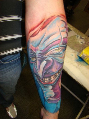 Daniel Dudek - Joker/clown face tattoo