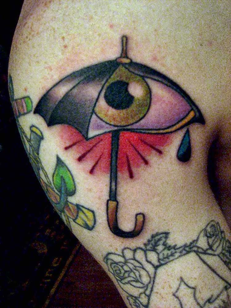 tattoo on eye. umbrella tattoo with eye