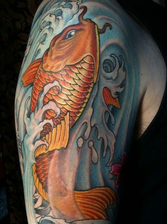 Looking for unique HalfSleeve tattoos Tattoos Koi fish full color arm