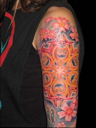 Tattoos · Michele Wortman. Cherry Blossoms over a Hexagon