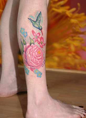 Tattoos · Michele Wortman. Humming Bird on Leg
