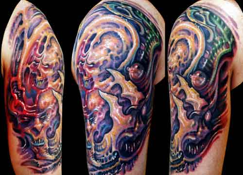 Keyword Galleries: Color Tattoos, Bio Mech Tattoos, Skull Tattoos, 