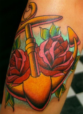 Jay Michalak Traditional Anchor Tattoo With Roses