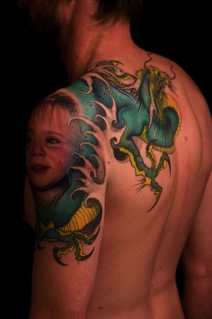 Jeff Gogue Portrait Dragon sleeve and backpiece Inprogress