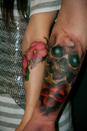 tattoos of skulls and flowers. Skulls and flowers- Japan 2010