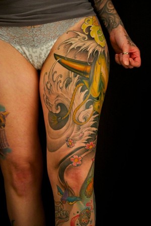 Thigh Tattoos on Worlds Best Tattoos   Tattoos   Flower   Hannya Thigh Piece