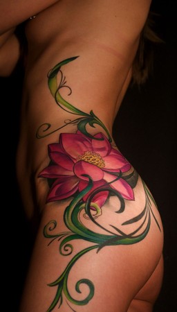 flower tattoos on ribs for girls
