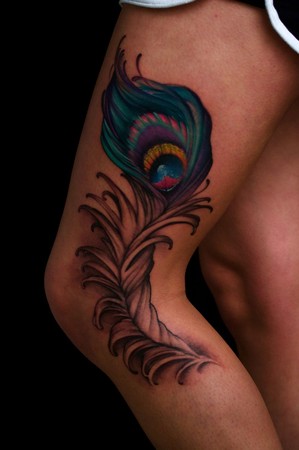 Looking for unique Tattoos? Peacock Feather Leg Piece