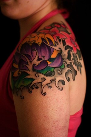 Flower Tattoo For Shoulder. Floral Shoulder Piece