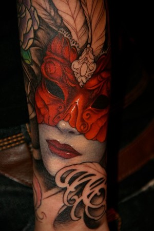 Tattoos Custom Masquerade forearm piece Japan 2010