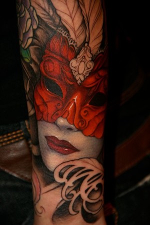 Tattoos Custom Masquerade forearm piece Japan 2010 japanese forearm tattoos