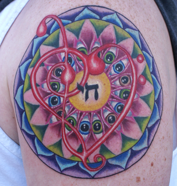 Comments This mandala shows the hebrew symbol for life along with another