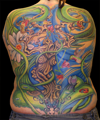 Comments: My first completed back piece. Done freehand with a feminine 