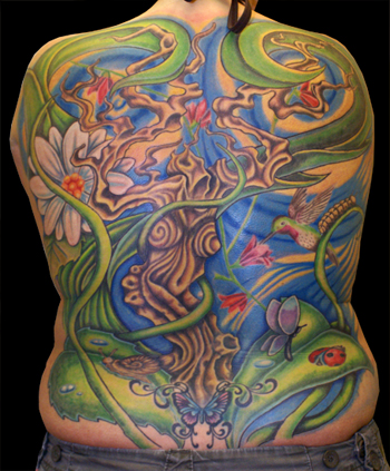 back piece tattoo. Garden Scene Back Piece