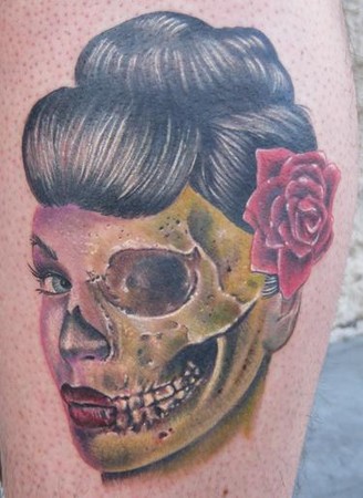 Jon von Glahn - Half Dead Zombie Geisha Girl Tattoo