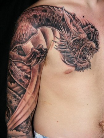  images gallery medium blackgraydragontattoojpg