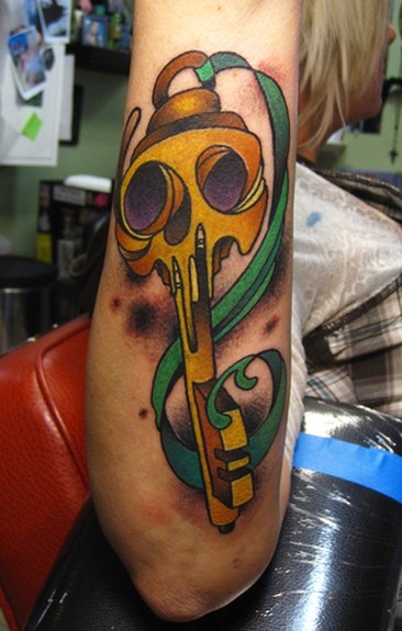Key Tattoos Skeleton key arm color