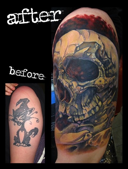 skull tattoo arm. heart skull tattoos house of; skull tattoos arm. Skull cover up arm color