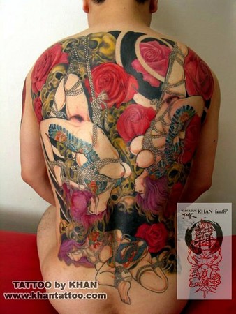 rose tattoos on back. Khan - Bound Figures Tattoo