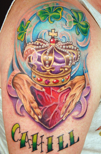 A popular claddagh tattoo design for man and women.
