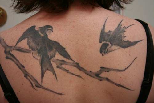 Girl Back Birds Tattoos